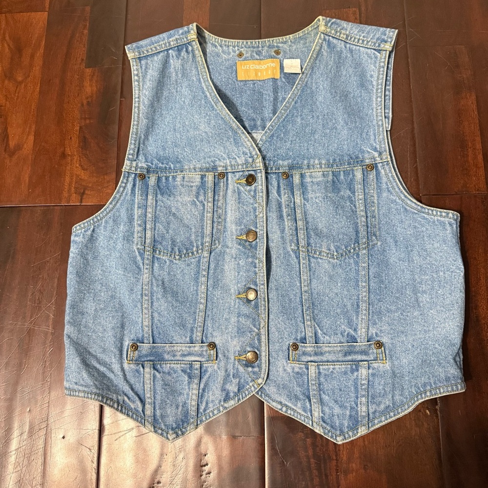 Liz Claiborne Light Blue Denim Vest